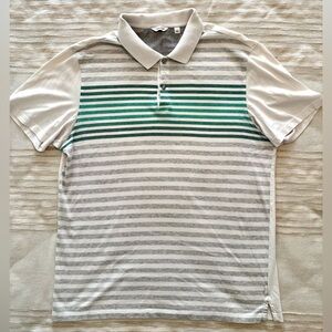 Calvin Klein Green and Gray Striped Polo Shirt